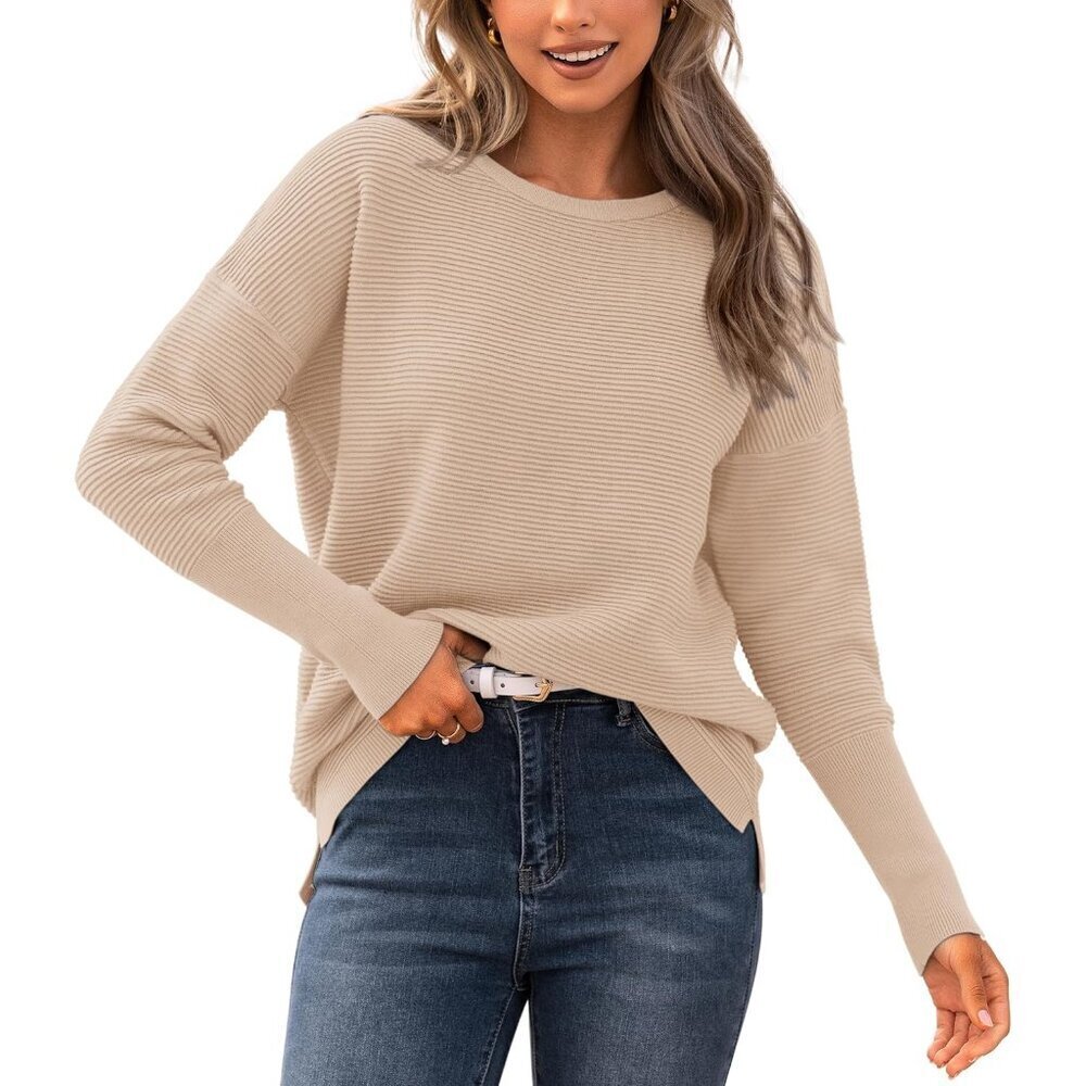 Fall Sweaters for Women 2025 Casual Long Sleeve Sweater Striped Loose Fit Pullov